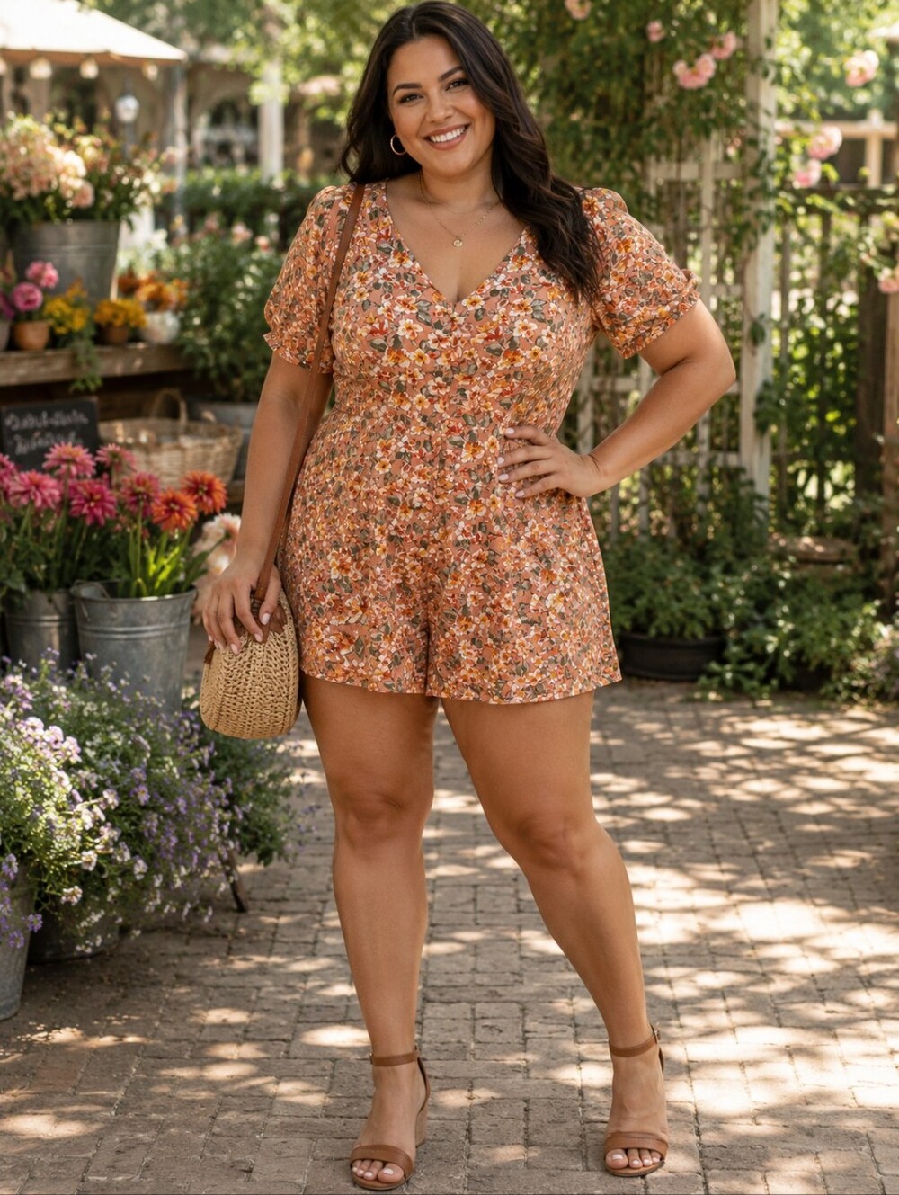 🥬Women's Floral V-Neck Romper – XL